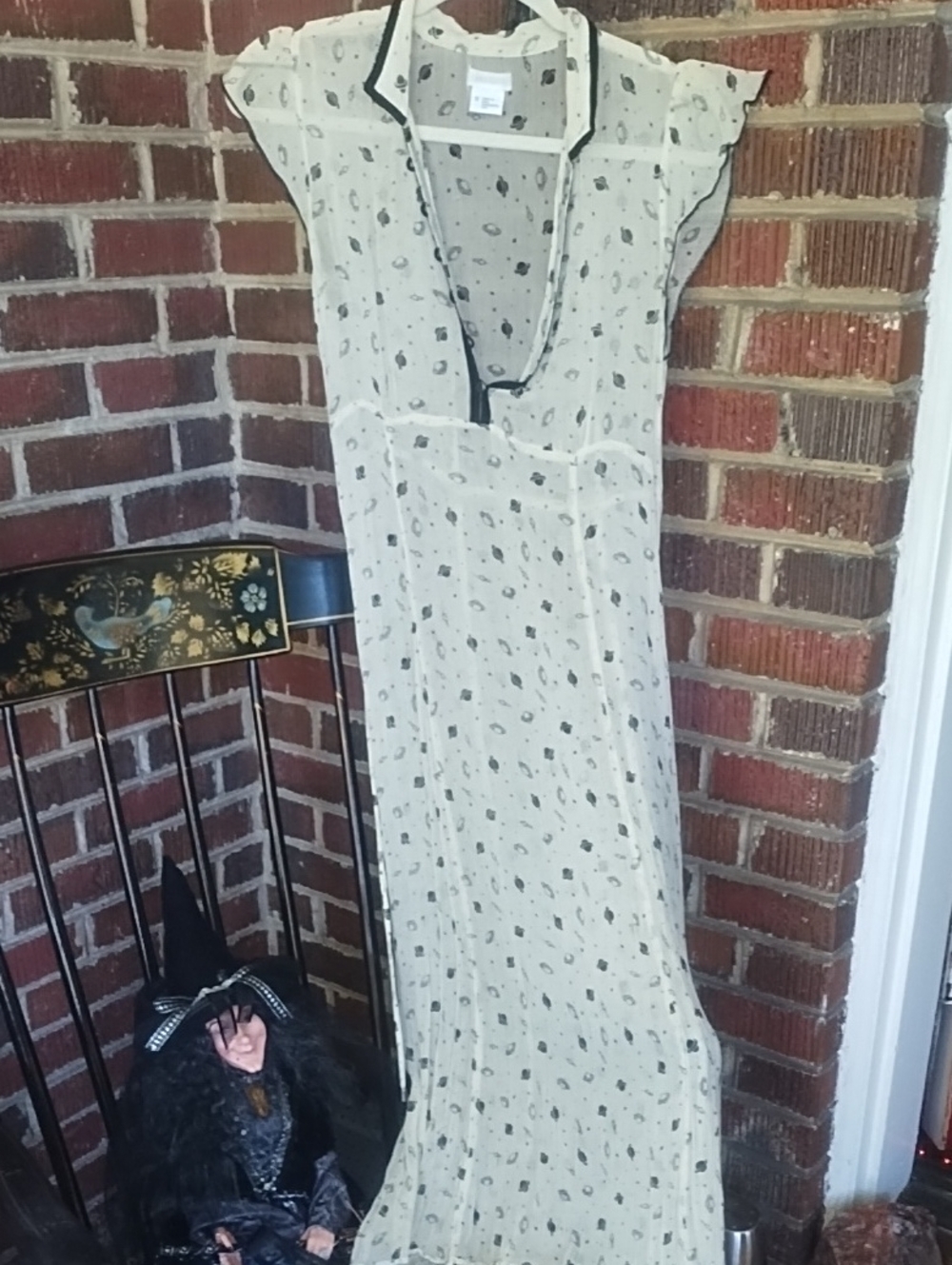 Cooperative Sheer White Maxi Dress with Black Trim